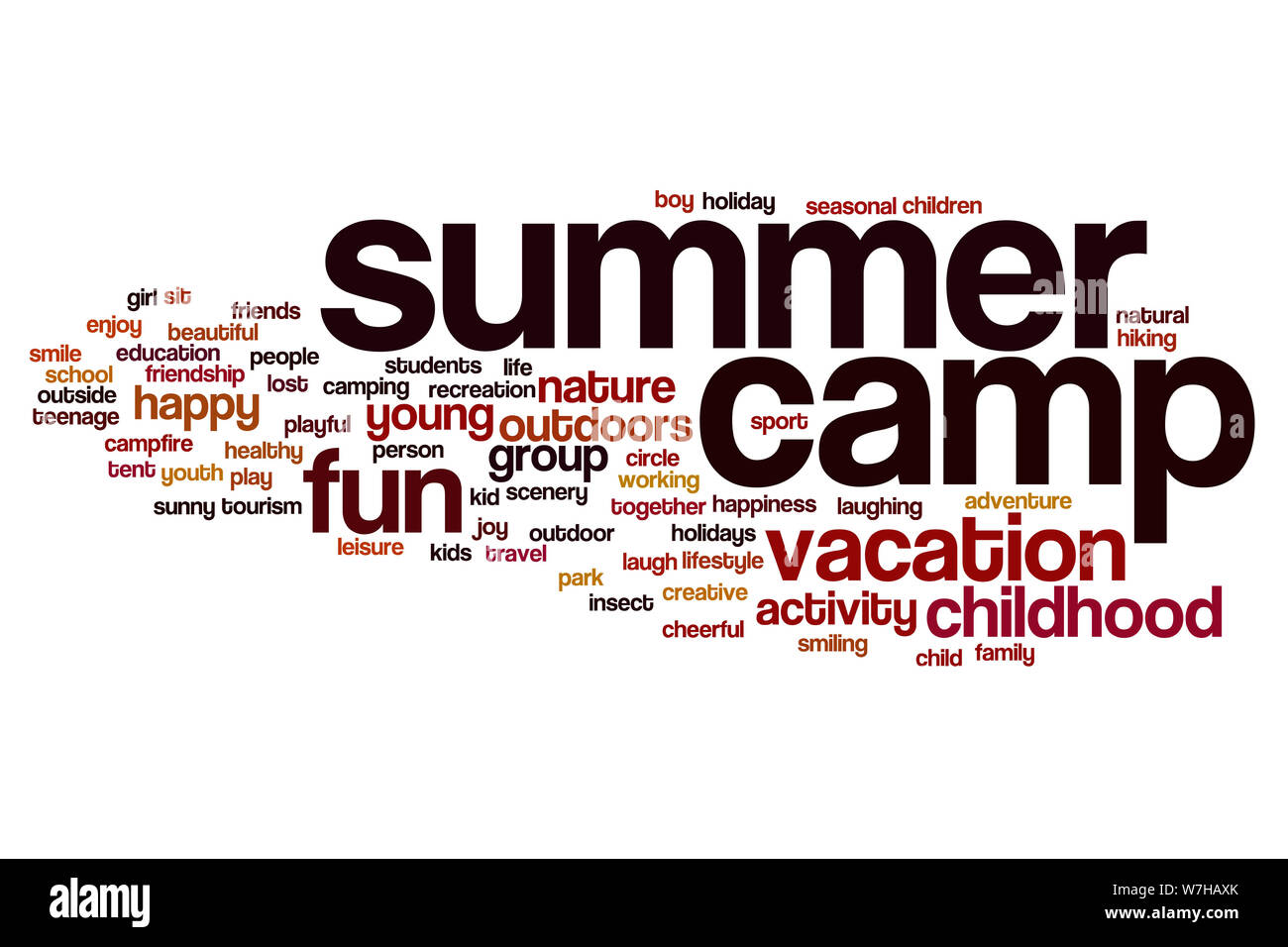 Summer camp word cloud concept Stock Photo Alamy