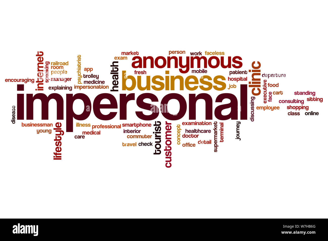 Impersonal word cloud concept Stock Photo Alamy