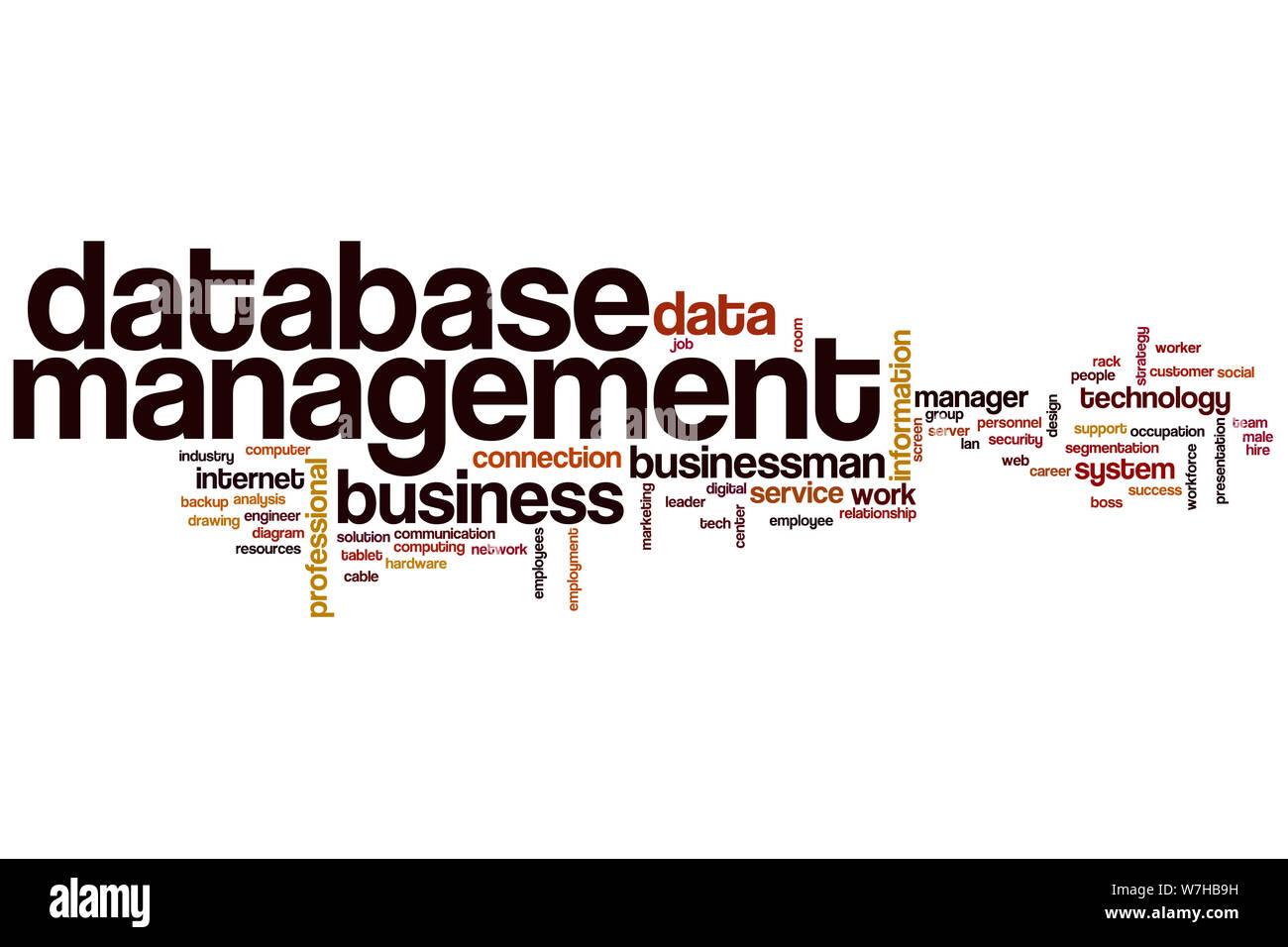 Database management word cloud concept Stock Photo - Alamy