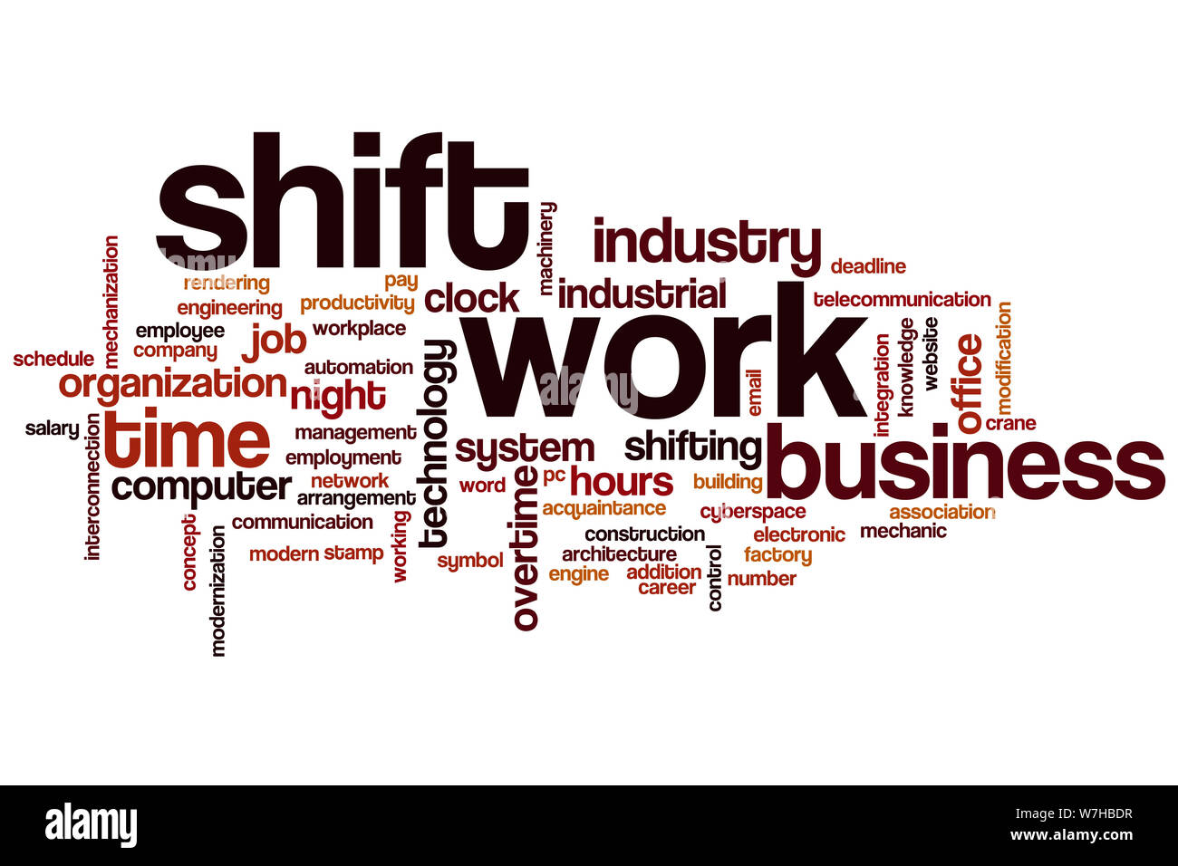Shift work word cloud concept Stock Photo Alamy