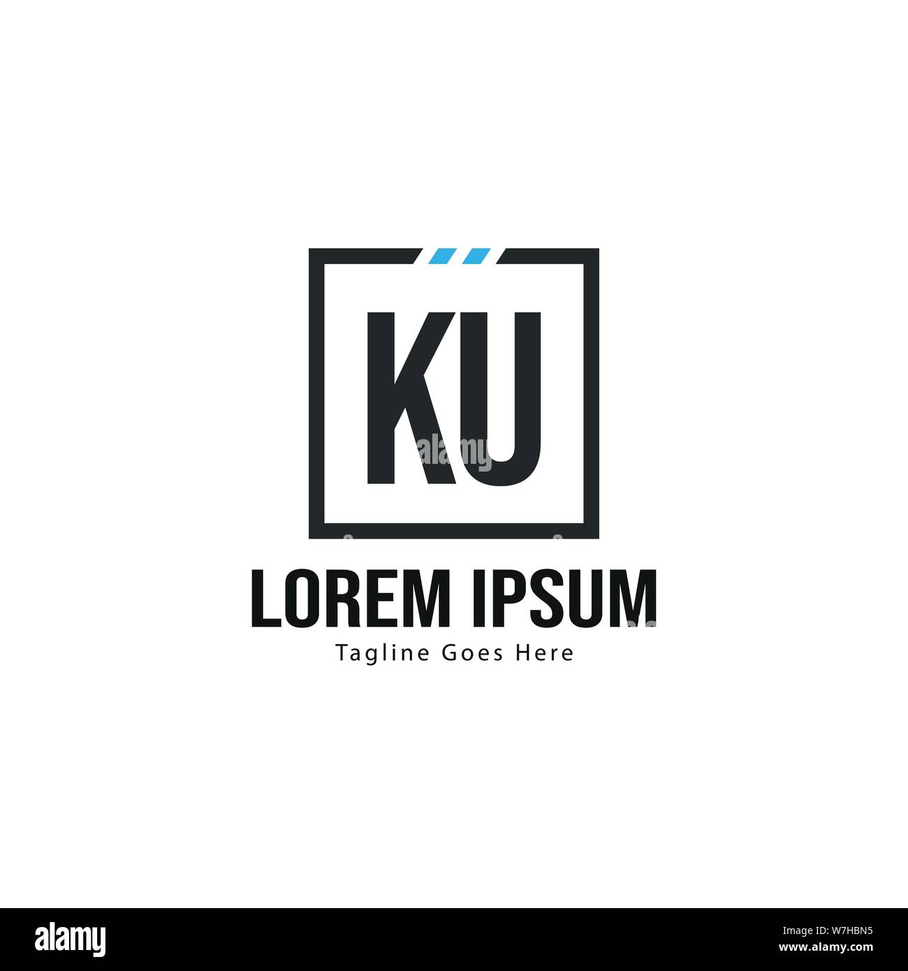 Initial KU logo template with modern frame. Minimalist KU letter logo ...