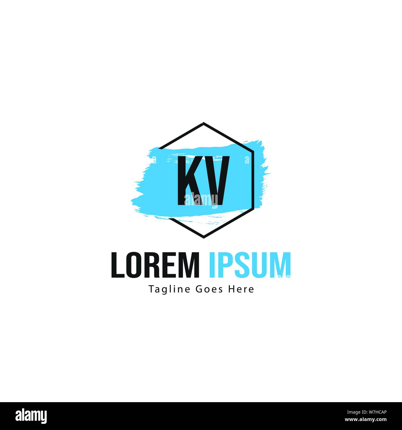 Initial KV logo template with modern frame. Minimalist KV letter logo ...