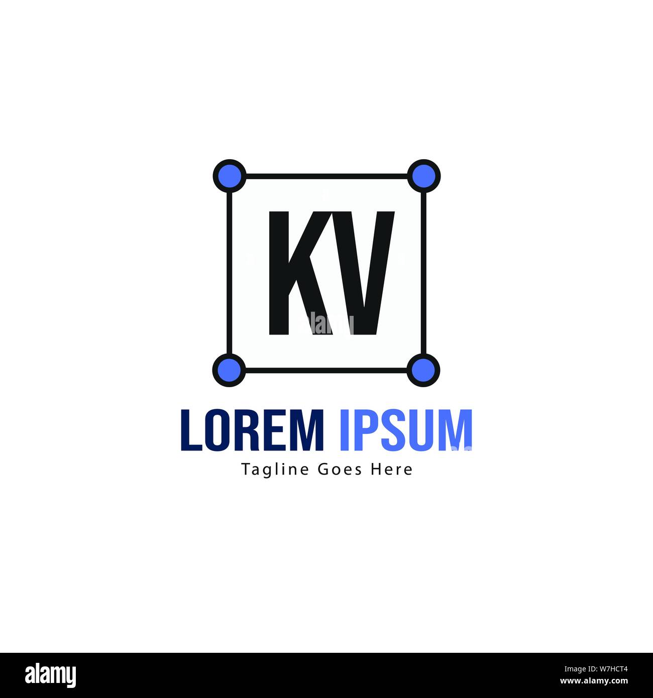 Initial KV logo template with modern frame. Minimalist KV letter logo ...