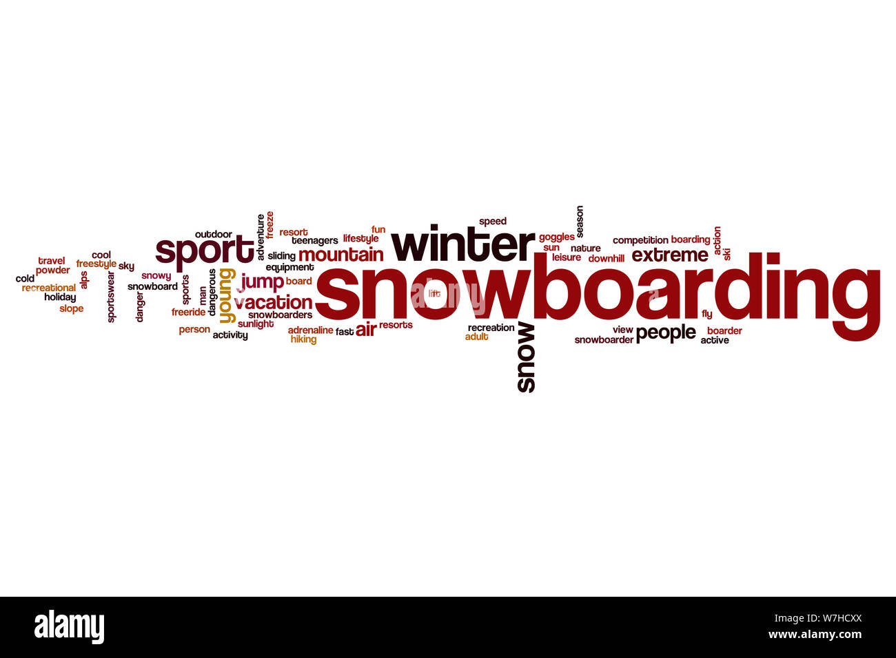 Snowboarding word cloud concept Stock Photo Alamy