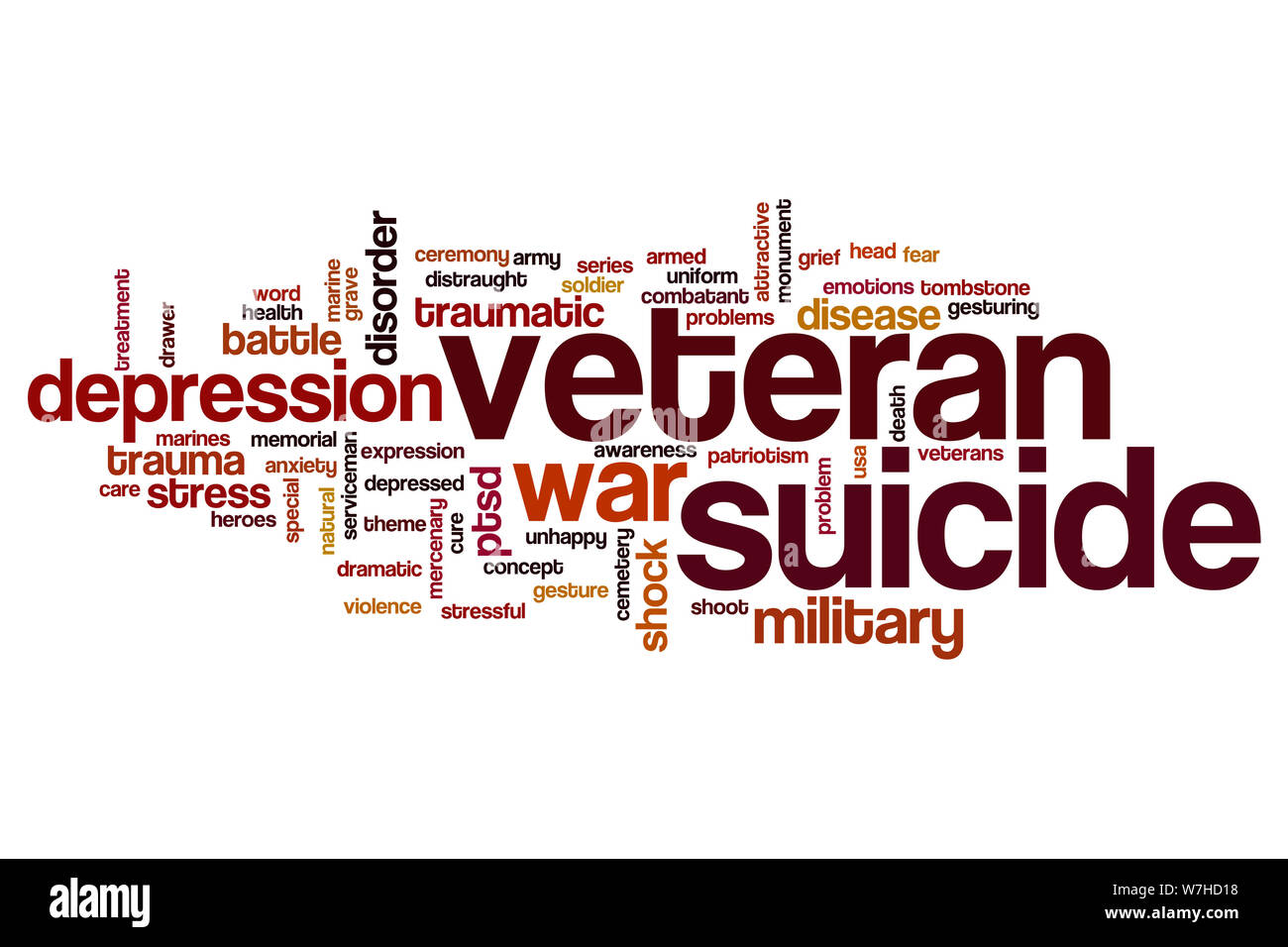 Veteran suicide word cloud concept Stock Photo