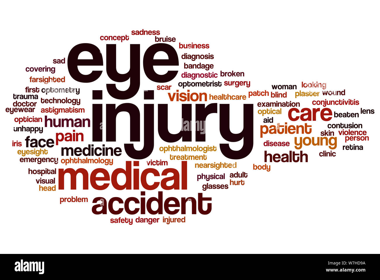 Eye injury word cloud concept Stock Photo