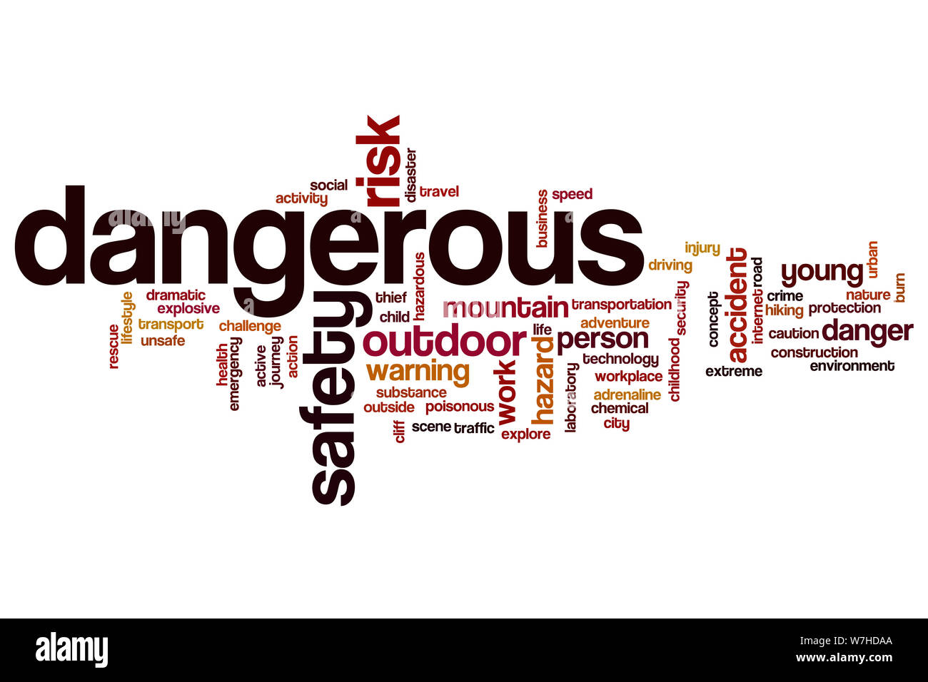 Dangerous word cloud concept Stock Photo Alamy
