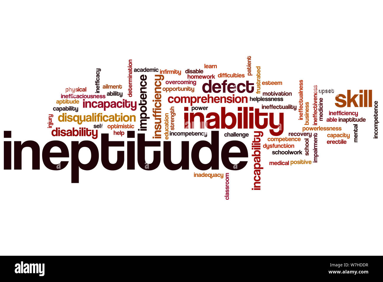 Ineptitude word cloud concept Stock Photo