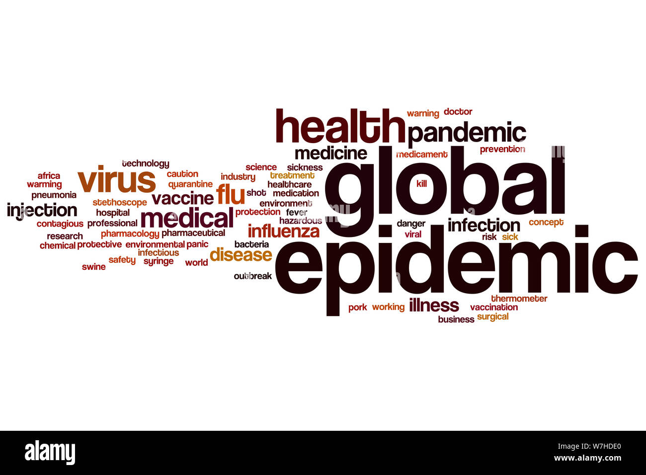 Global epidemic word cloud concept Stock Photo