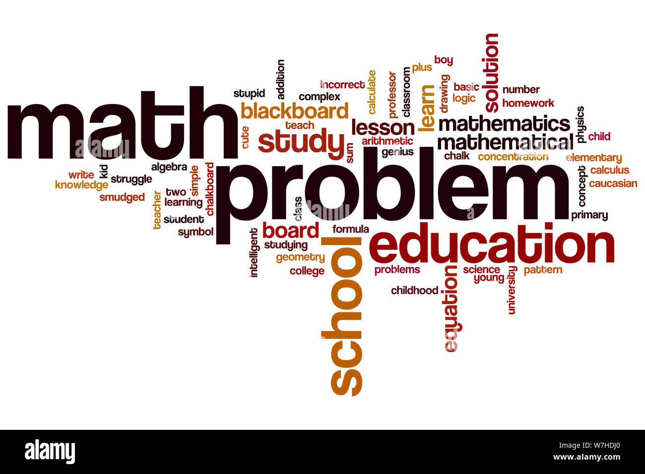 Math problem word cloud concept Stock Photo - Alamy