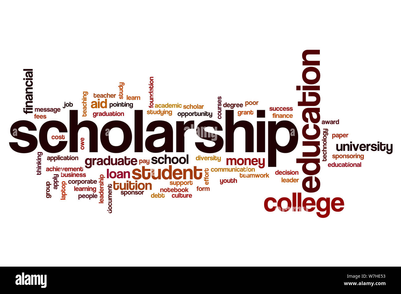 Scolarship word cloud concept Stock Photo