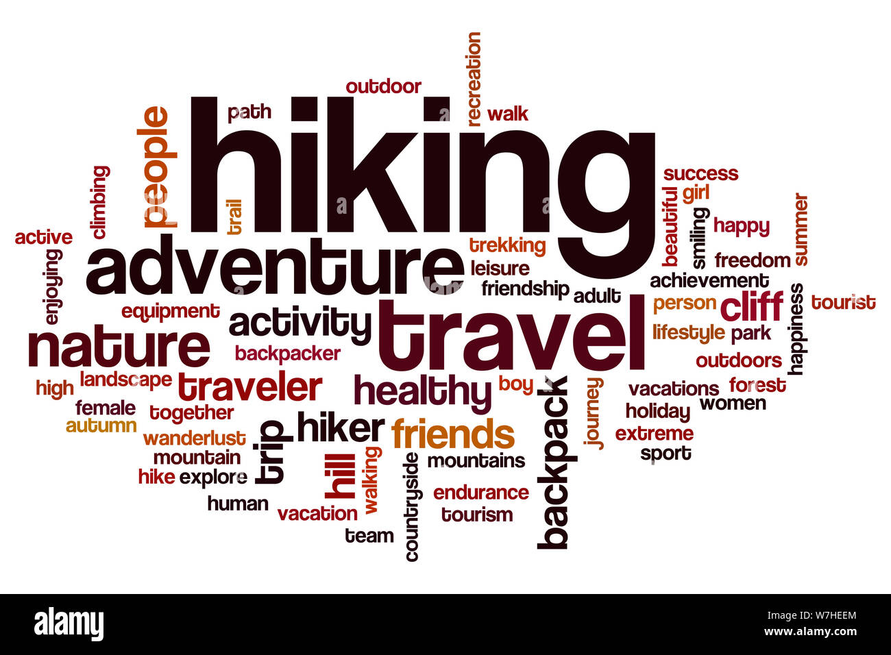 Hiking word cloud concept Stock Photo Alamy