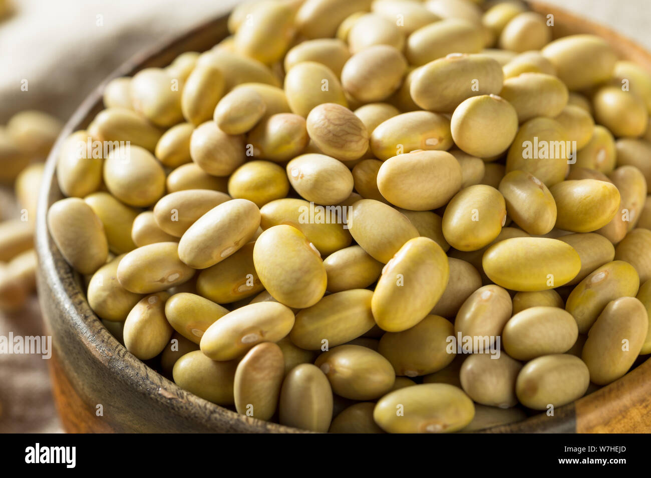 Dry Organic Yellow Mayocoba Beans in a Bowl Stock Photo