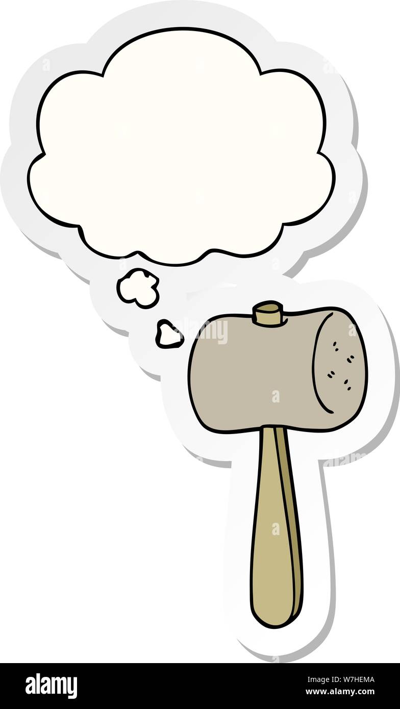 Cartoon Mallet With Thought Bubble As A Printed Sticker Stock Vector Image Art Alamy