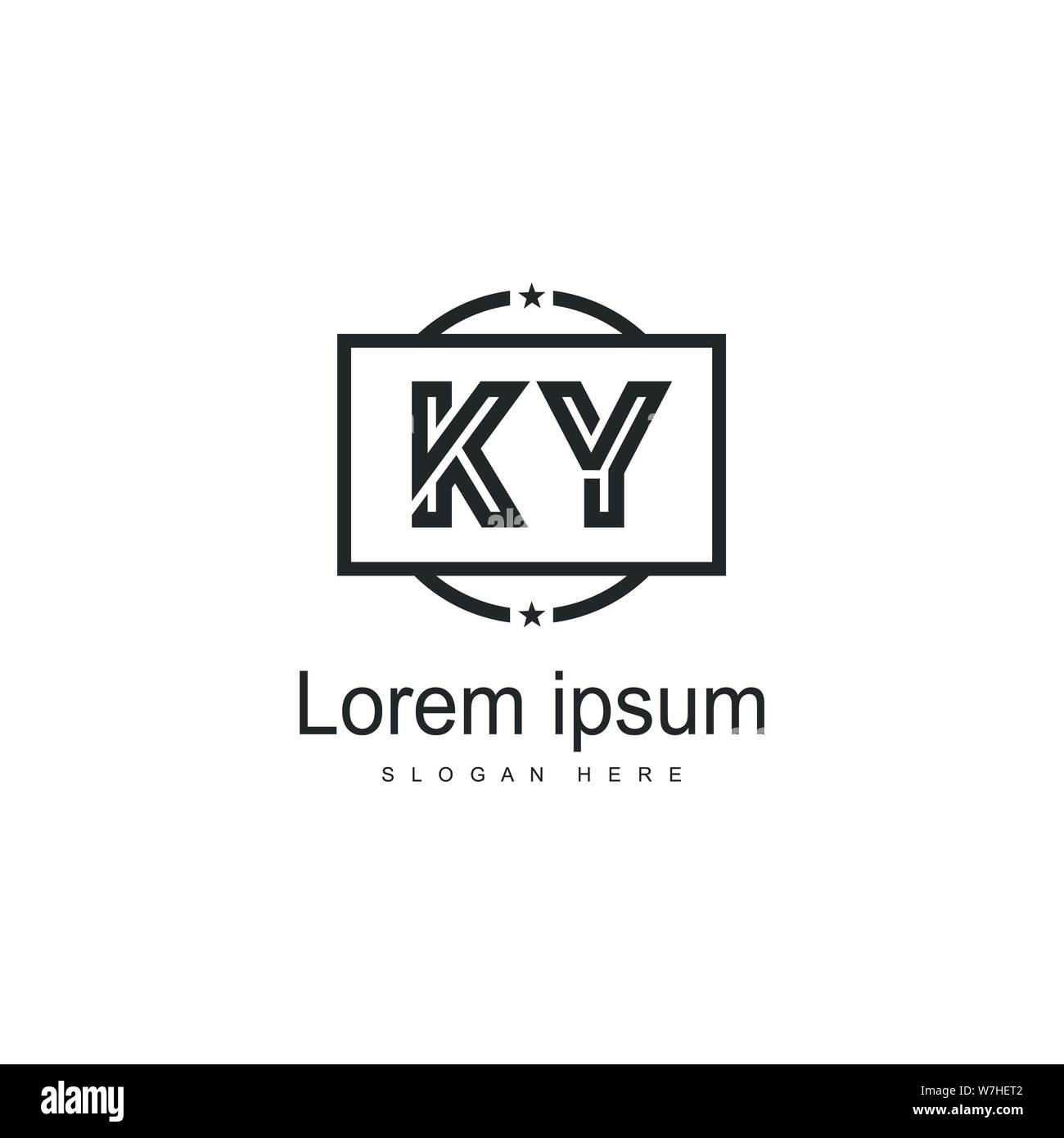 Initial KY logo template with modern frame. Minimalist KY letter logo ...