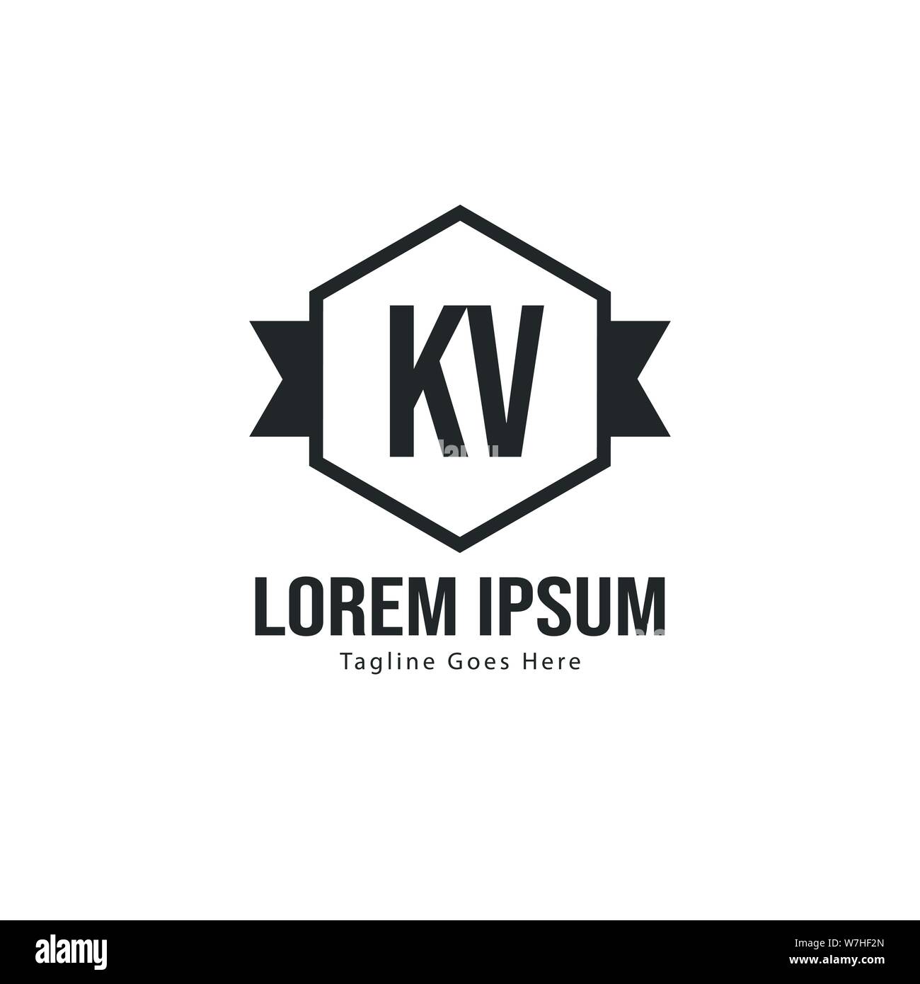 Initial KV logo template with modern frame. Minimalist KV letter logo ...