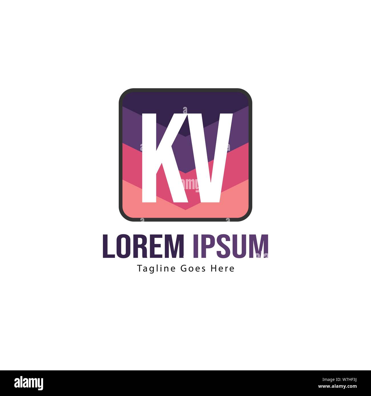 Initial KV logo template with modern frame. Minimalist KV letter logo ...