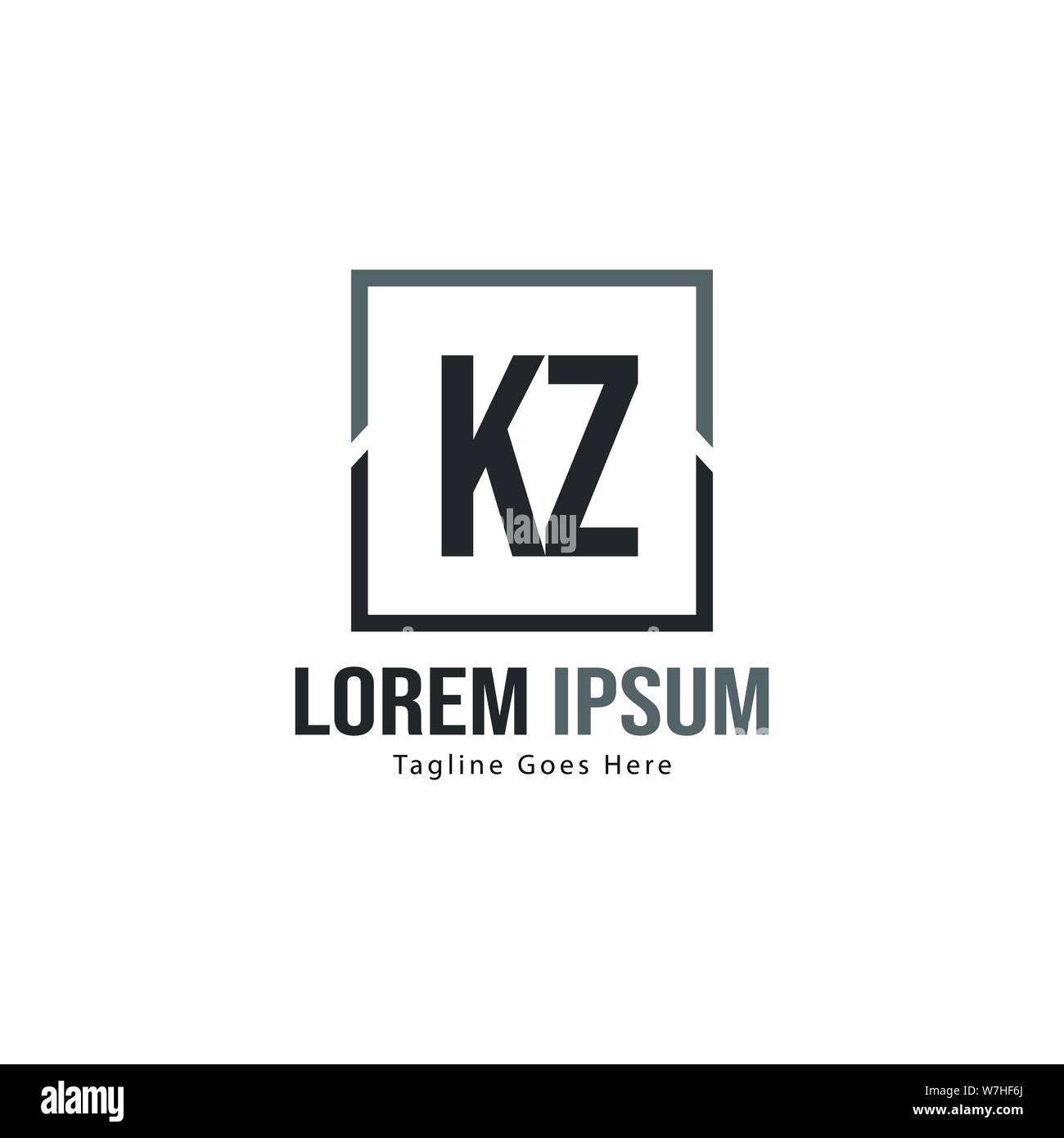 Initial KZ logo template with modern frame. Minimalist KZ letter logo ...