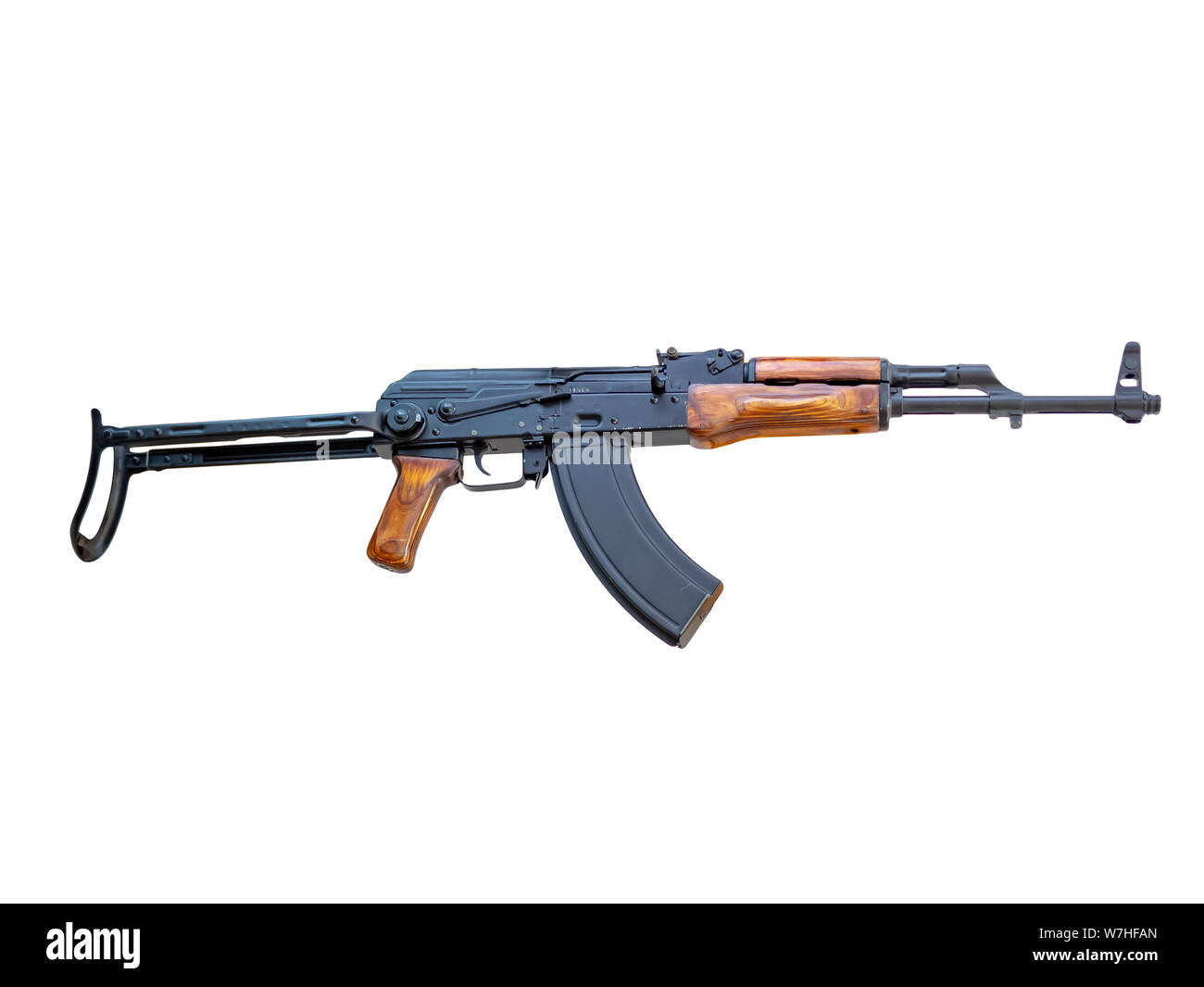 1959 7.62mm AKMS (Modernized Kalashnikov Automatic Rifle Folding) isolated on white background Stock Photo
