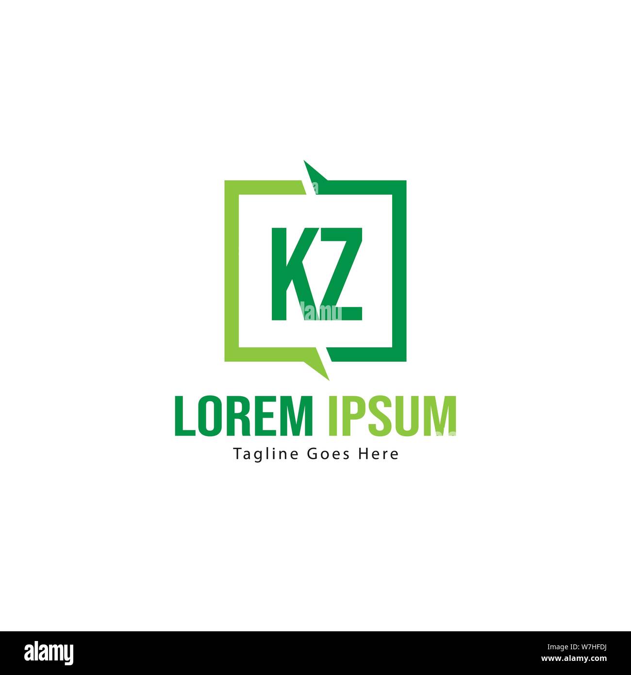 Initial KZ logo template with modern frame. Minimalist KZ letter logo ...