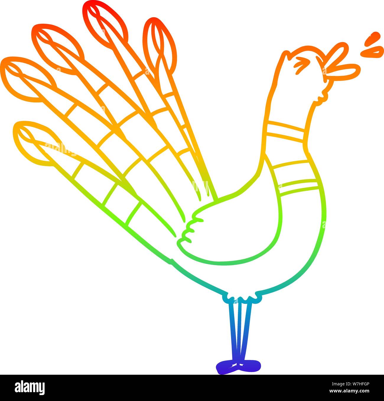 rainbow gradient line drawing of a cartoon crowing peacock Stock Vector  Image & Art - Alamy