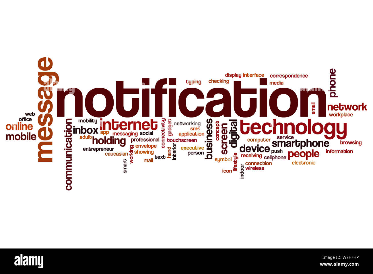 Notification word cloud concept Stock Photo Alamy