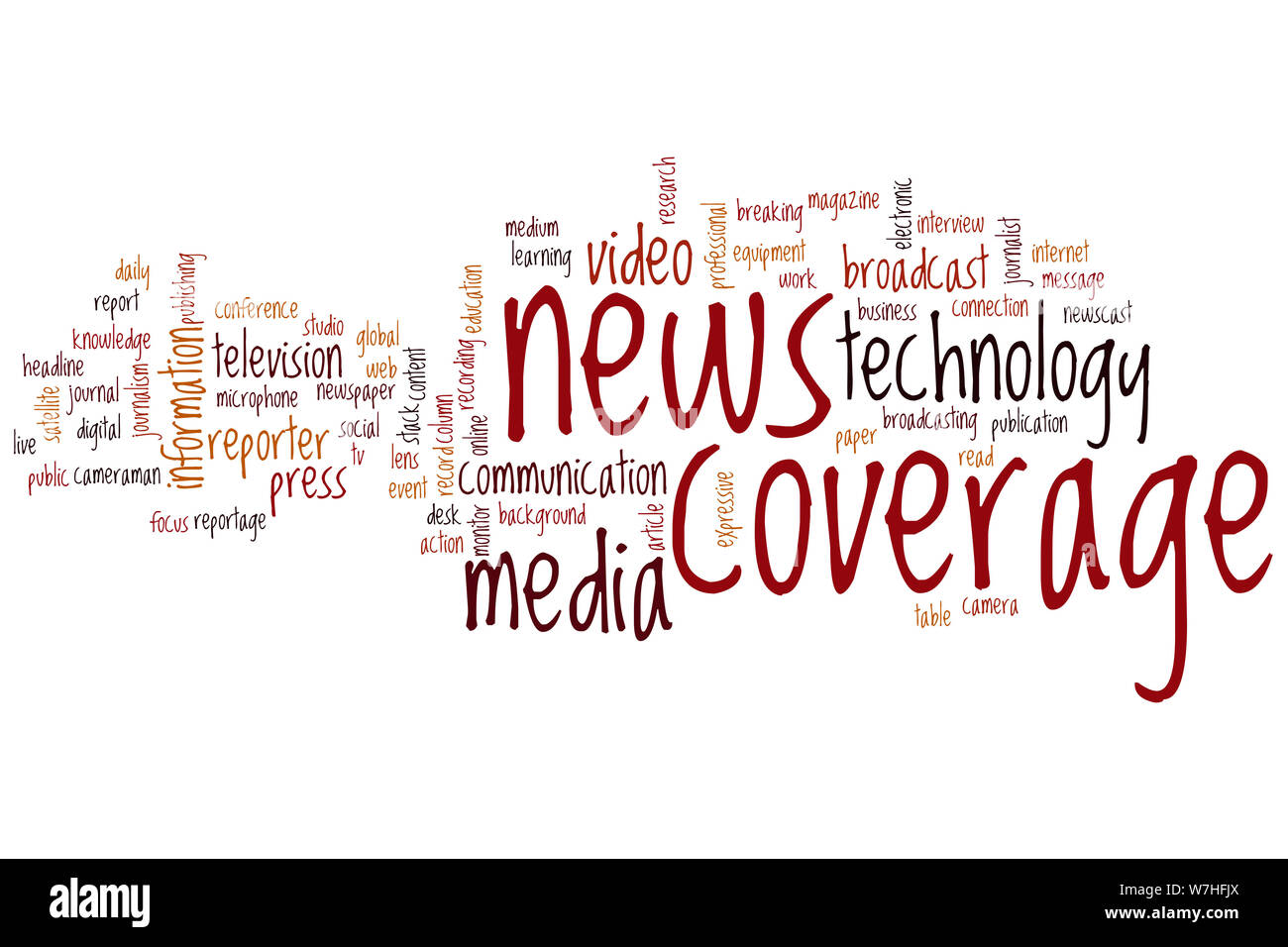 News coverage word cloud concept Stock Photo Alamy