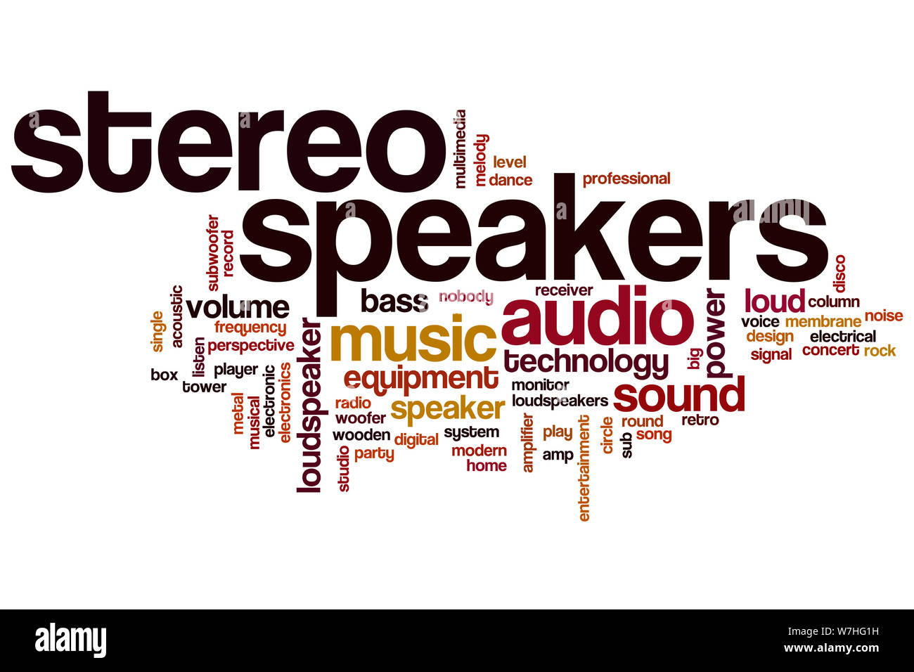 Stereo speakers word cloud concept Stock Photo Alamy