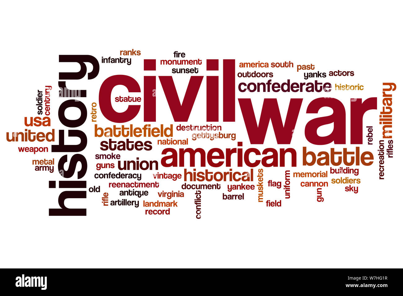 Civil war word cloud concept Stock Photo