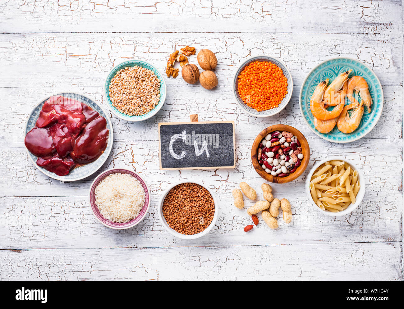 Natural products sources of copper. Food containing Cu Stock Photo Alamy