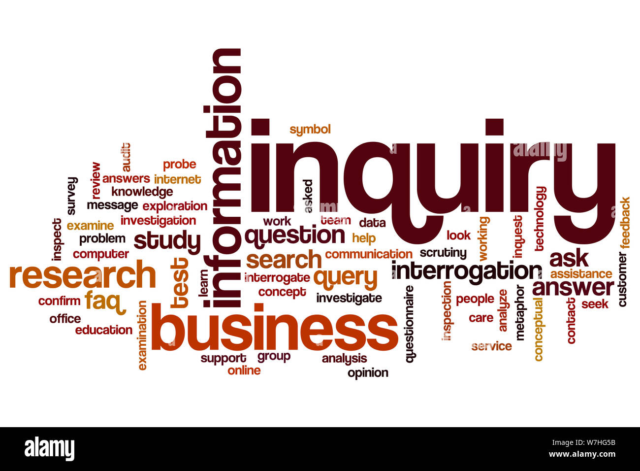 Inquiry word cloud concept Stock Photo - Alamy