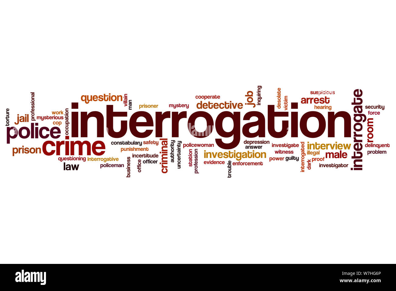 Interrogation word cloud concept Stock Photo