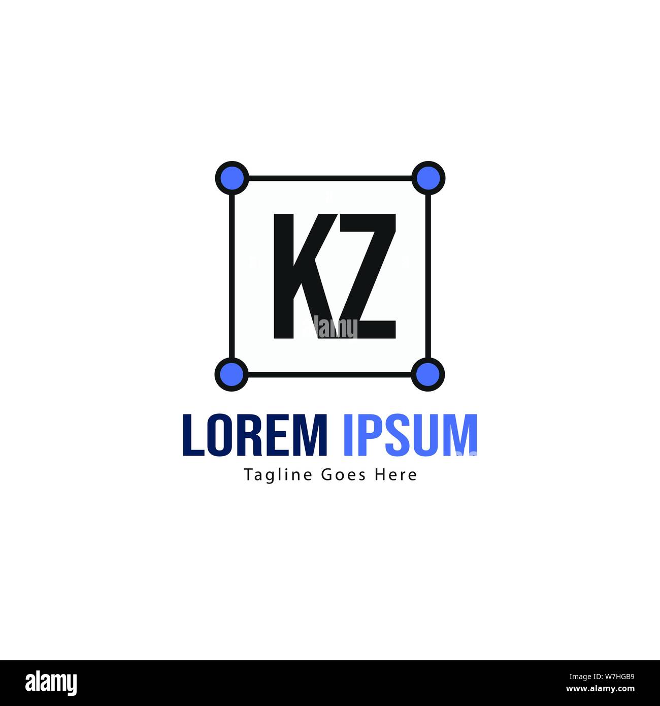 Initial KZ logo template with modern frame. Minimalist KZ letter logo ...