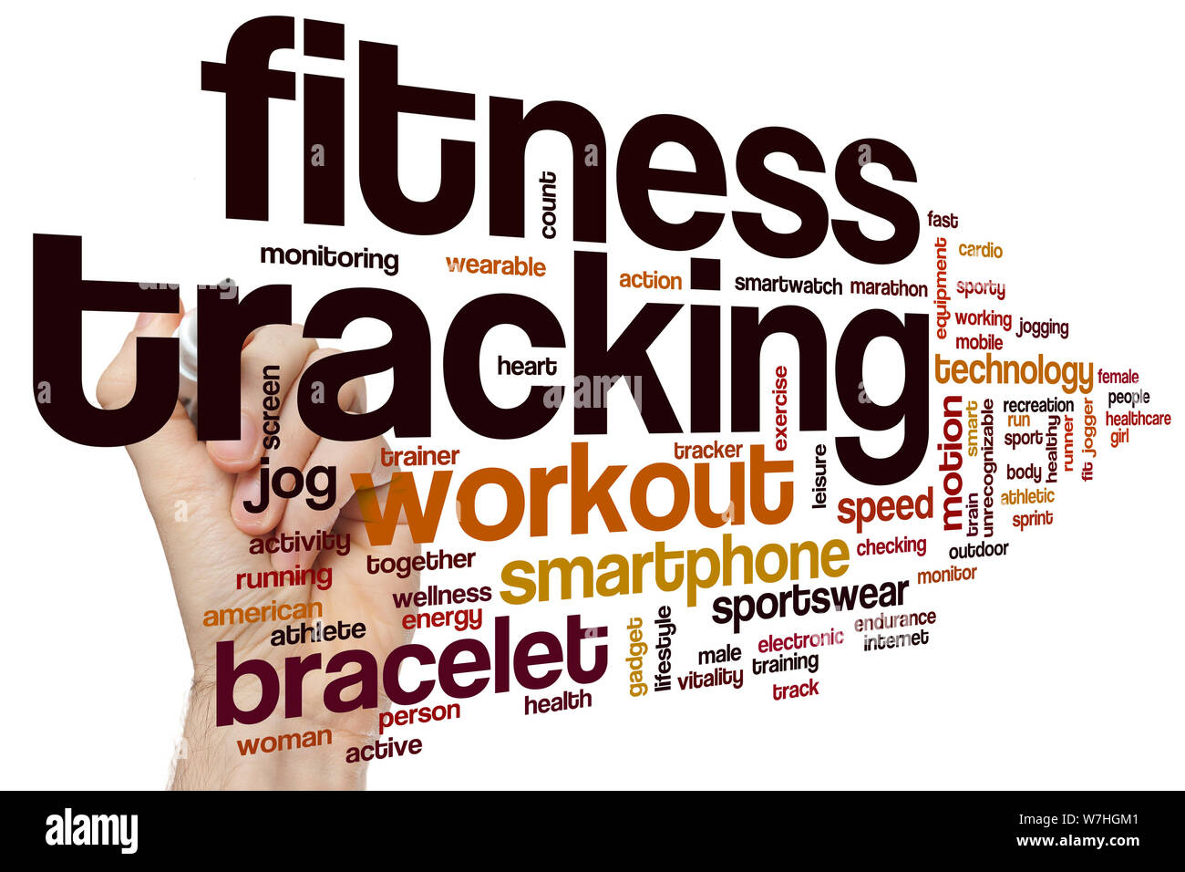 Fitness tracking word cloud concept Stock Photo Alamy