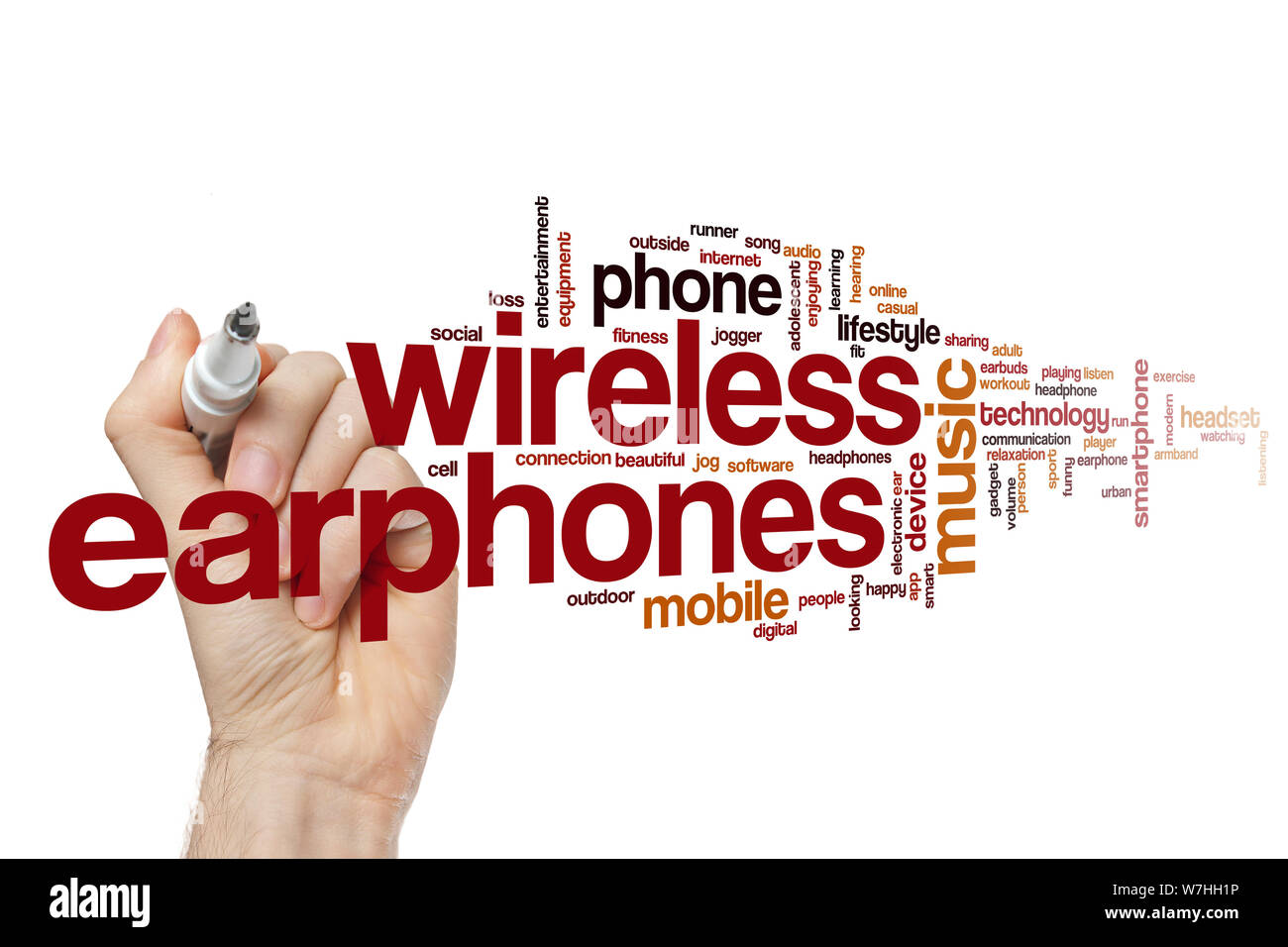 Wireless earphones word cloud concept Stock Photo Alamy
