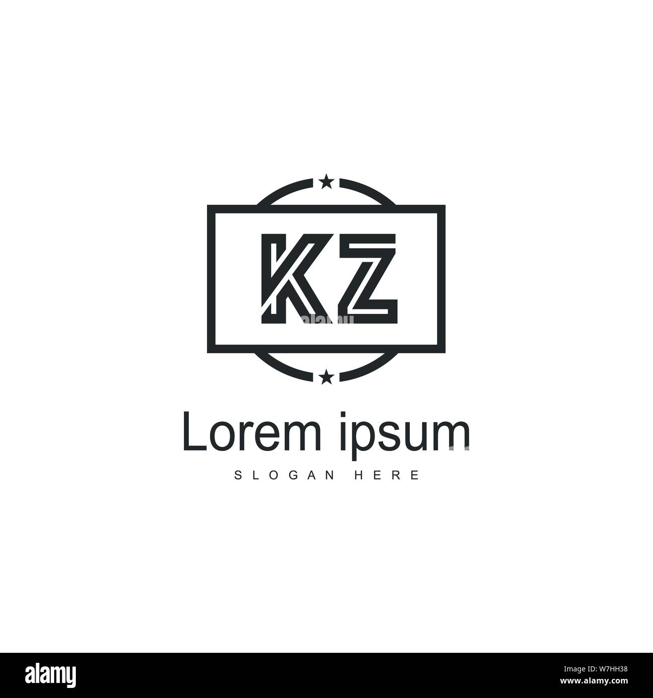 Initial KZ logo template with modern frame. Minimalist KZ letter logo ...
