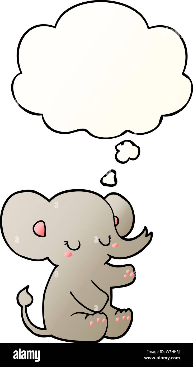 cartoon elephant with thought bubble in smooth gradient style Stock Vector