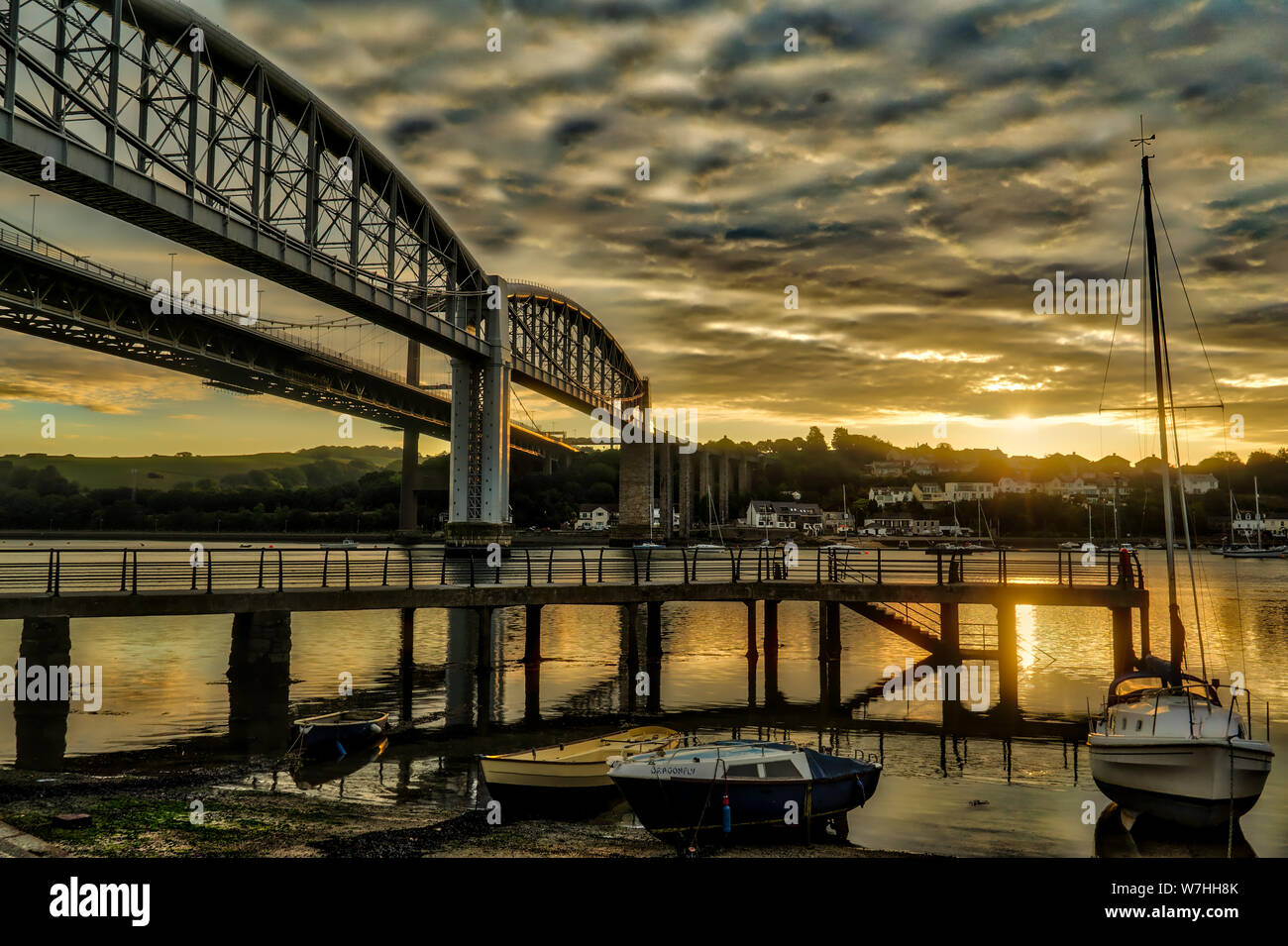 Sunrise HDR Saltash Cornwall UK Stock Photo Alamy