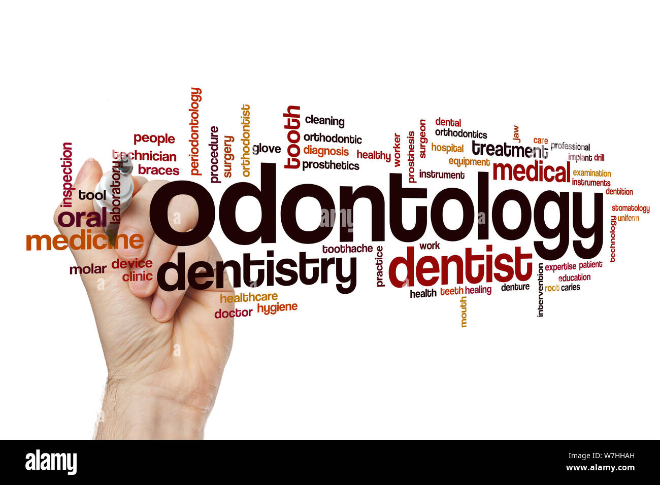 Odontology word cloud concept Stock Photo