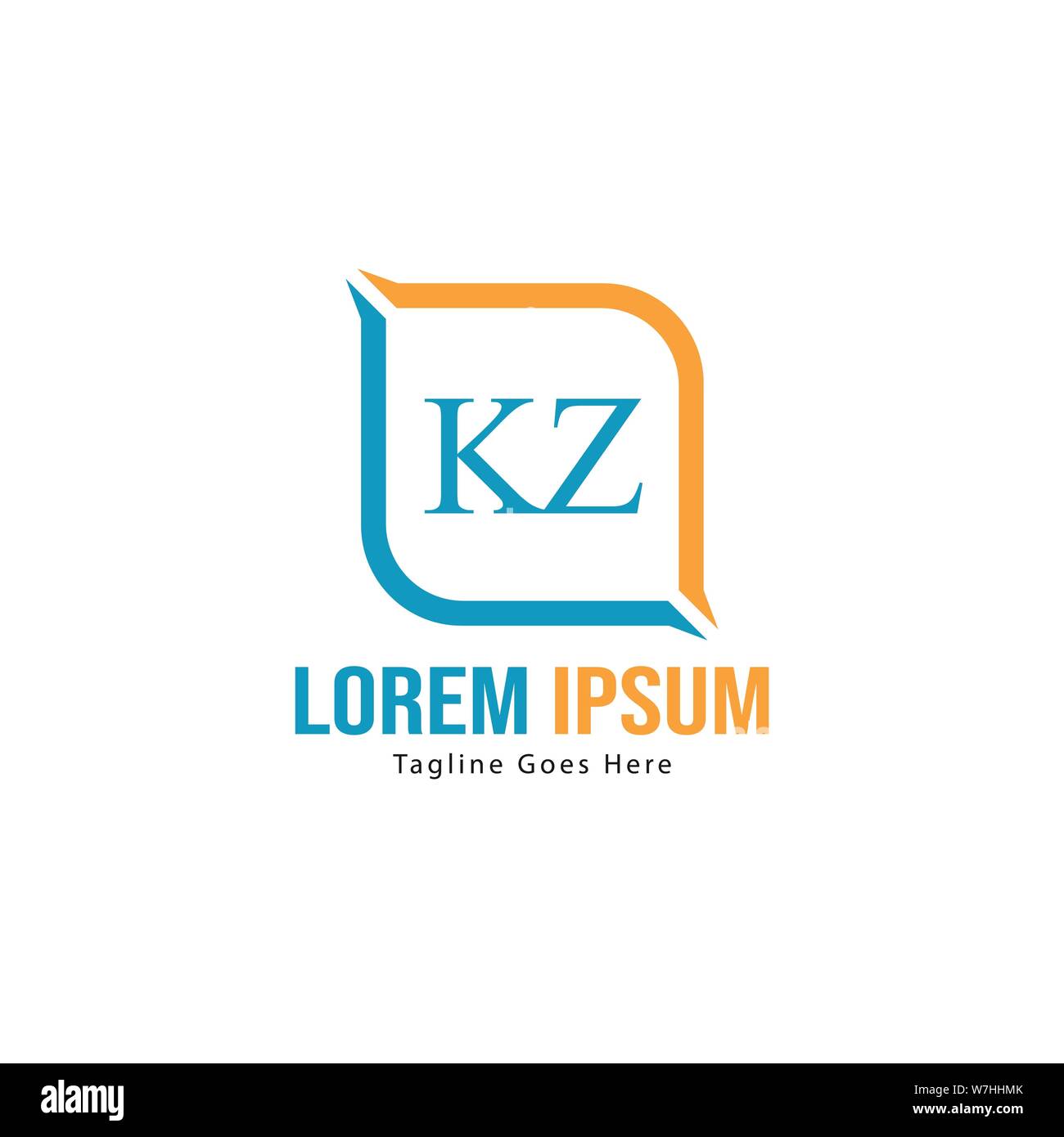 Initial KZ logo template with modern frame. Minimalist KZ letter logo ...