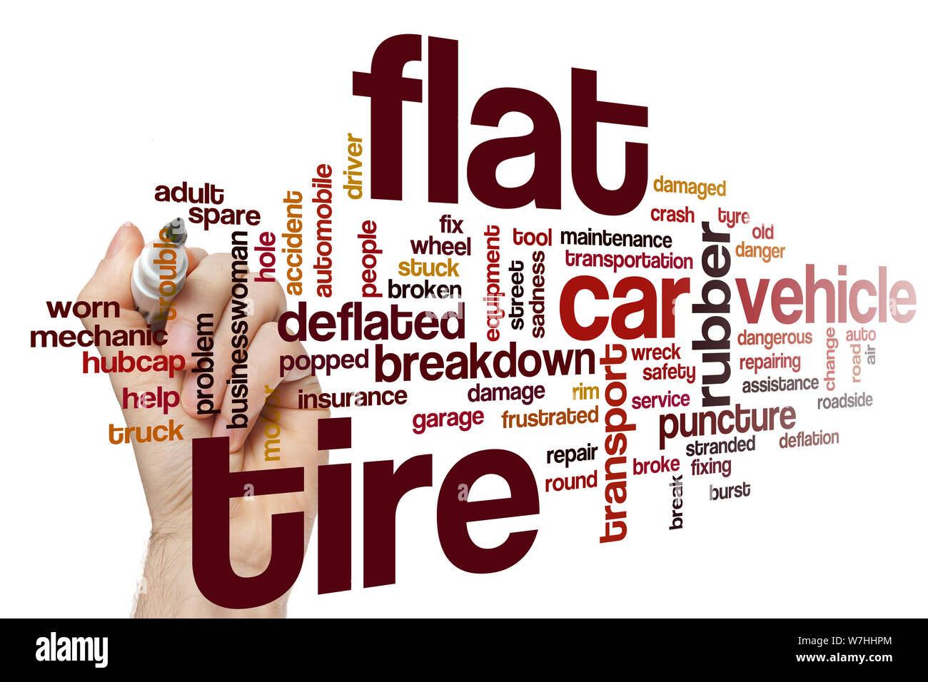 Flat tire word cloud concept Stock Photo Alamy