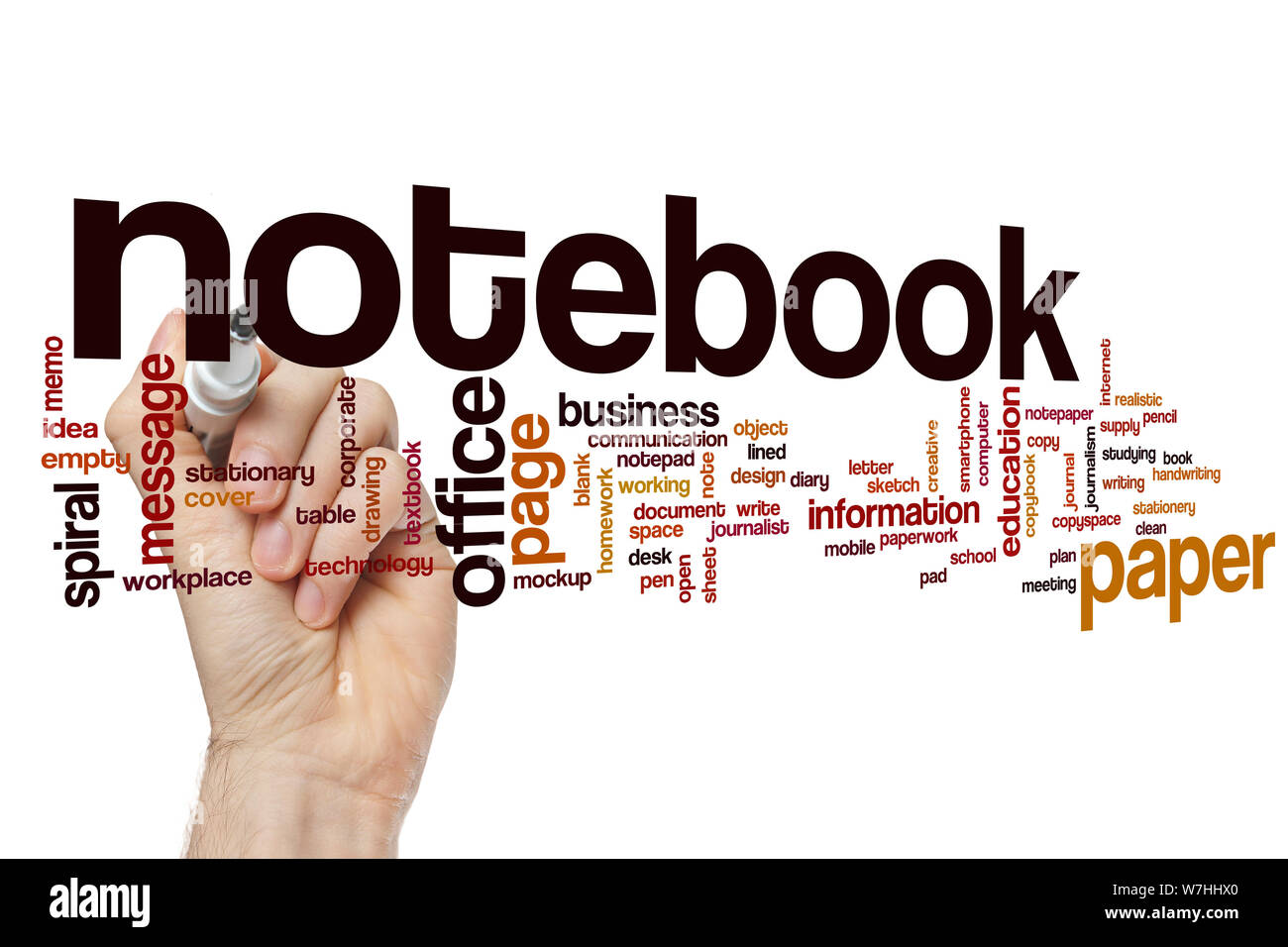 Notebook word cloud concept Stock Photo Alamy