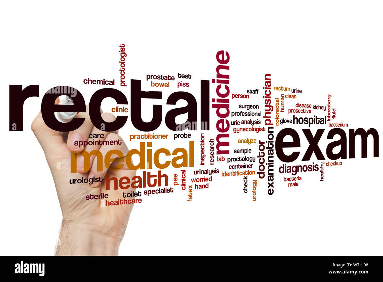 Rectal exam word cloud concept Stock Photo