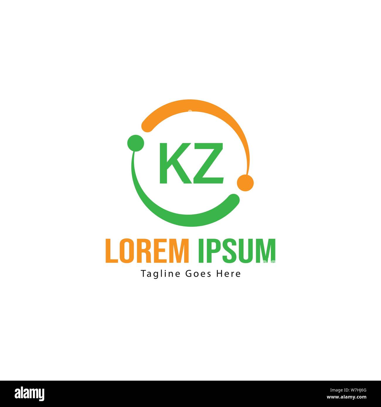 Initial KZ logo template with modern frame. Minimalist KZ letter logo ...