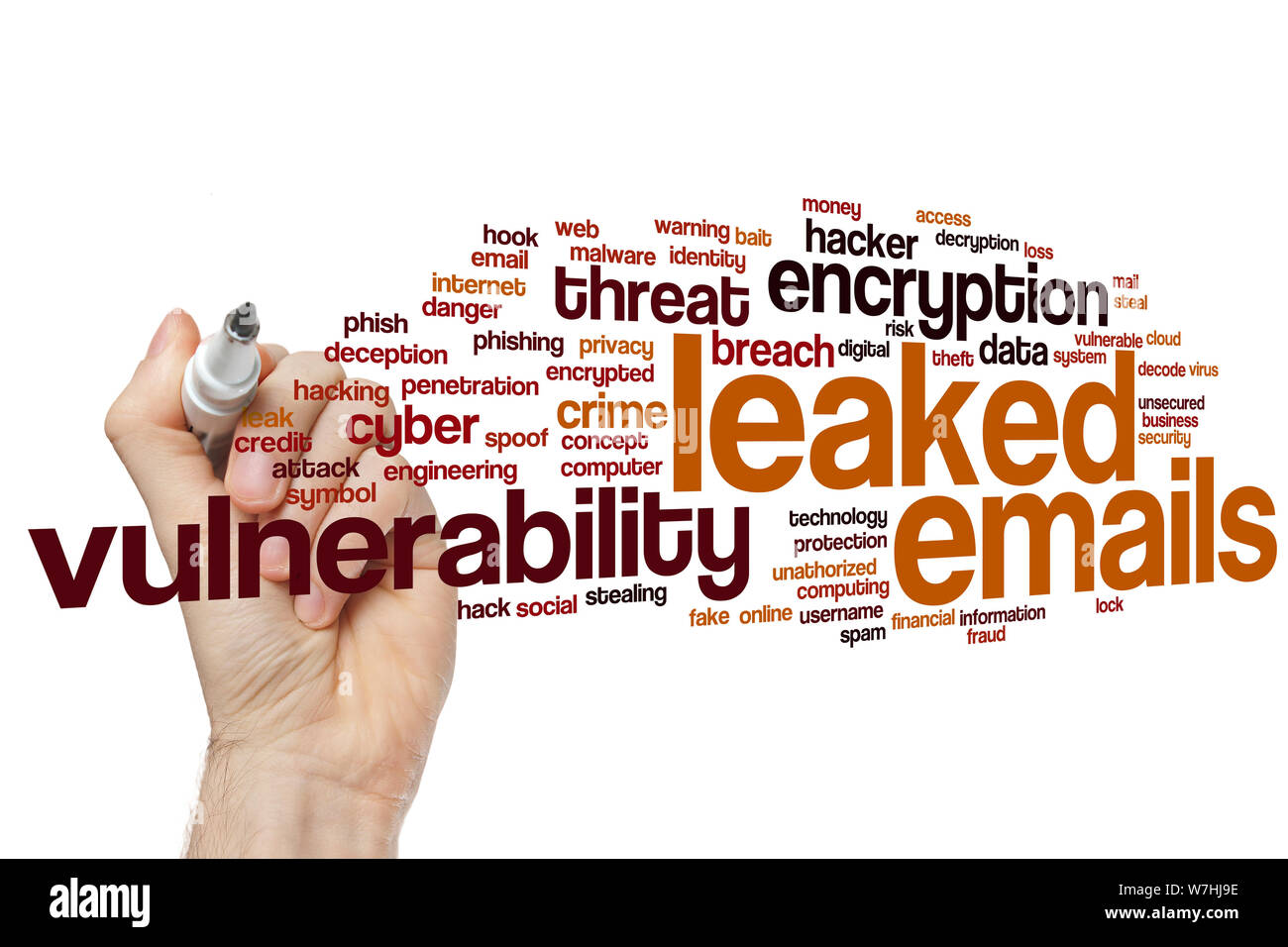 Leaked emails word cloud concept Stock Photo