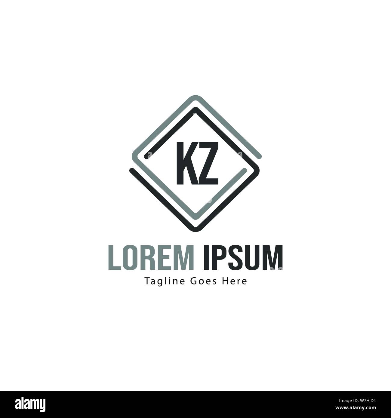 Initial KZ logo template with modern frame. Minimalist KZ letter logo ...