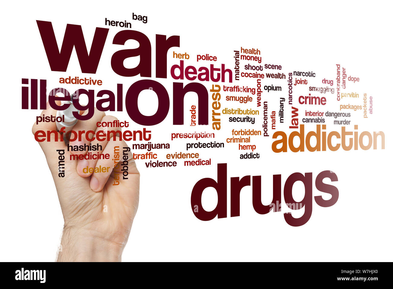 War on drugs word cloud concept Stock Photo