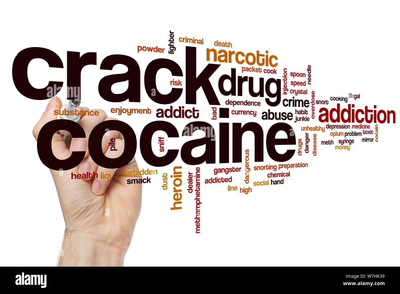 Crack cocaine word cloud concept Stock Photo