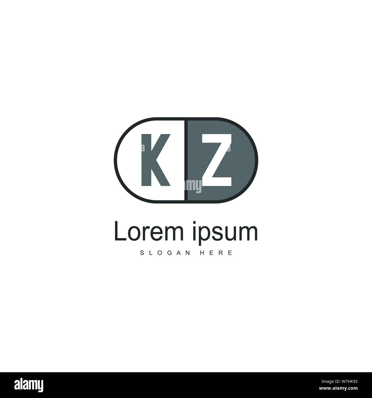 Initial KZ logo template with modern frame. Minimalist KZ letter logo ...
