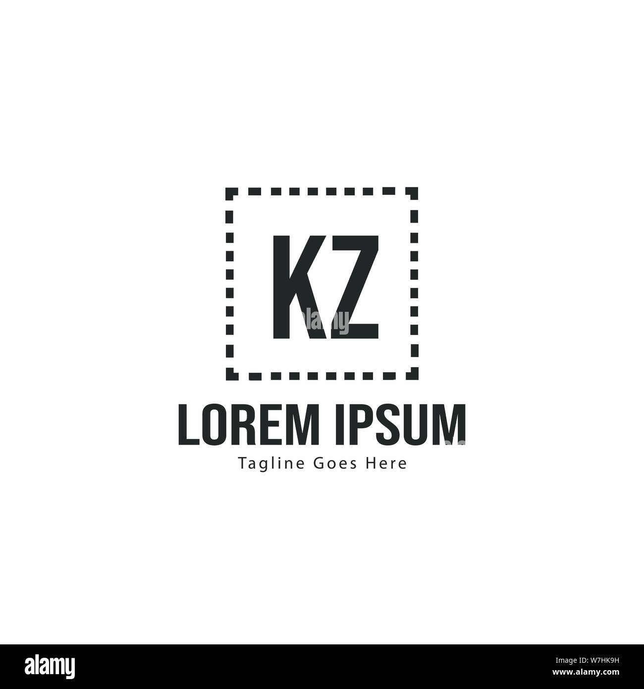 Initial KZ logo template with modern frame. Minimalist KZ letter logo ...